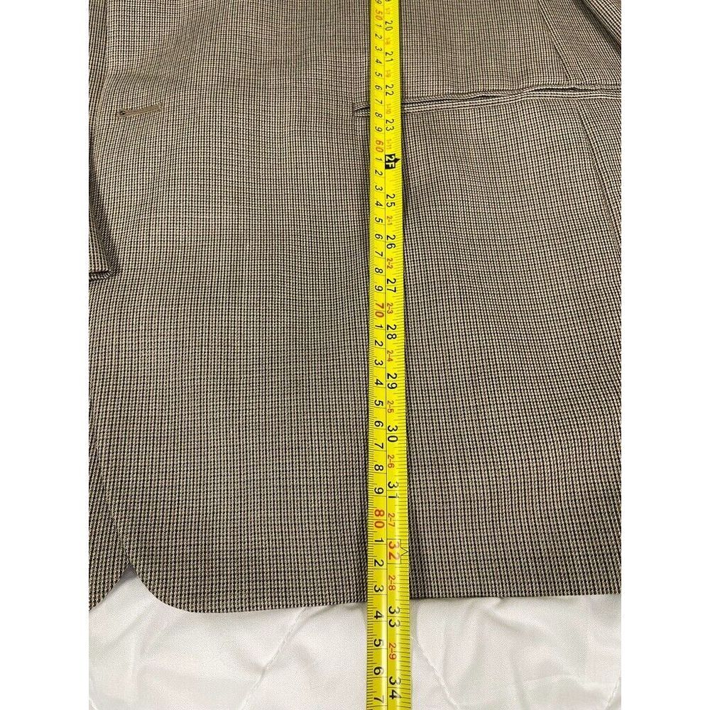 Lauren Ralph Lauren Mens Blazer 46L Brown Silk Wool Check 2 Button Single Vent - Picture 8 of 13